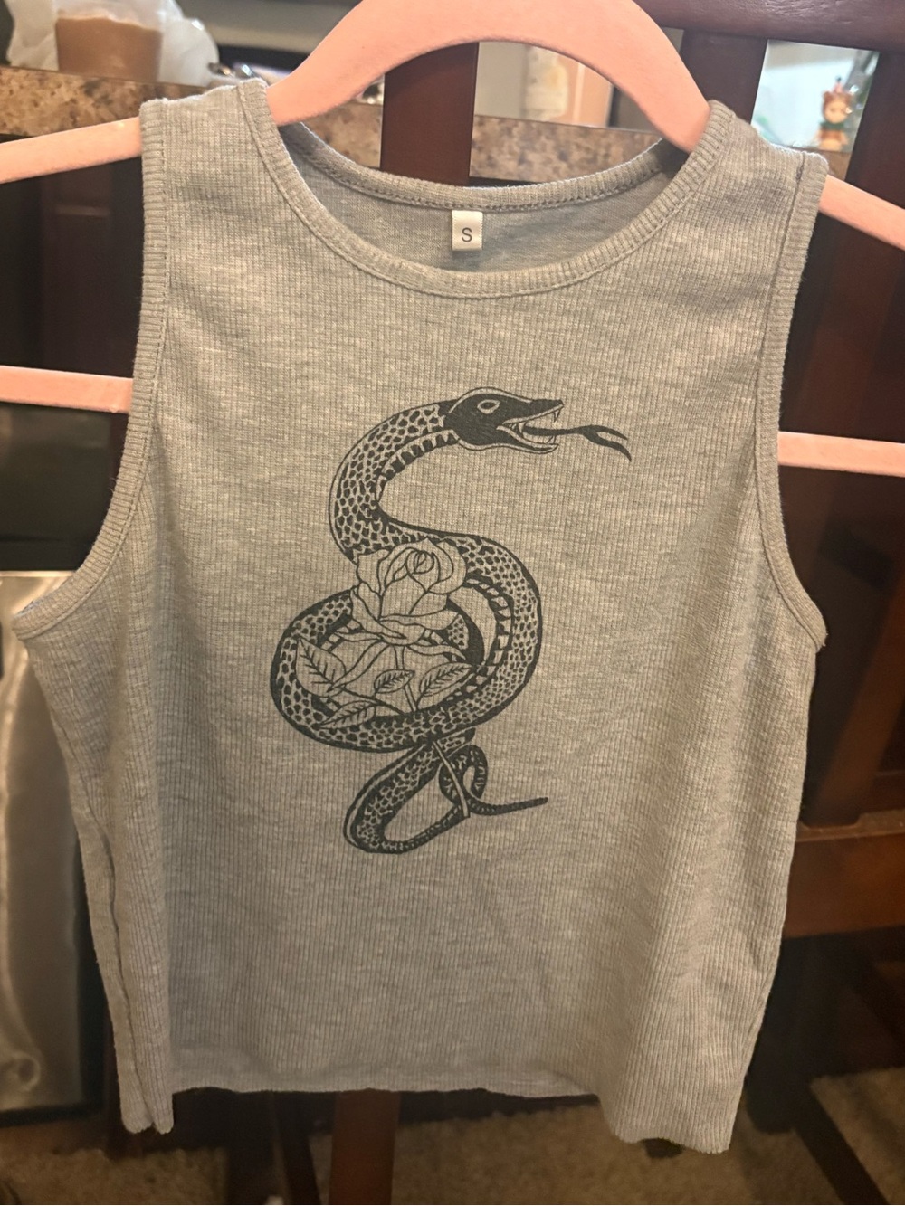 Gray Snake Graphic Tank Top - Unbranded